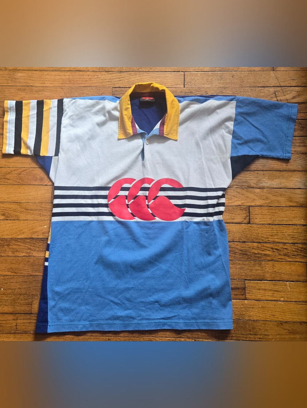 Canterbury of New Zealand L Light Blu The Uglies Short Sleeve Rugby Shirt Jersey